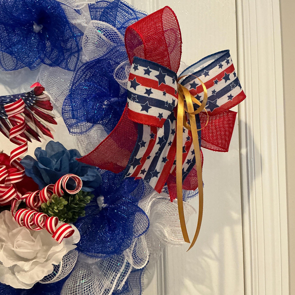 America 250th Anniversary Patriotic Eagle Wreath, Red White Blue Front Door Decor