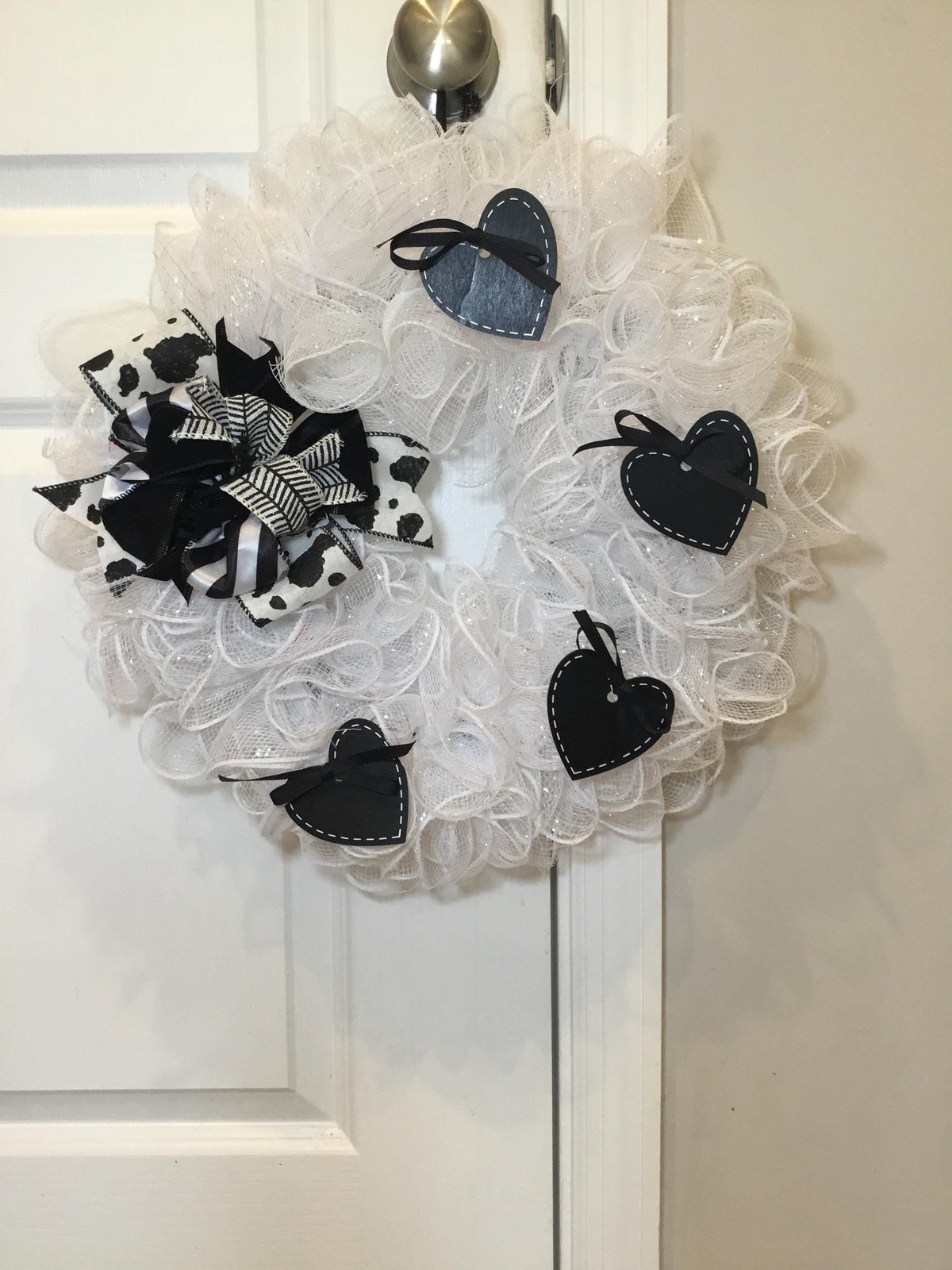 Black and White  mini wreath 12 inch