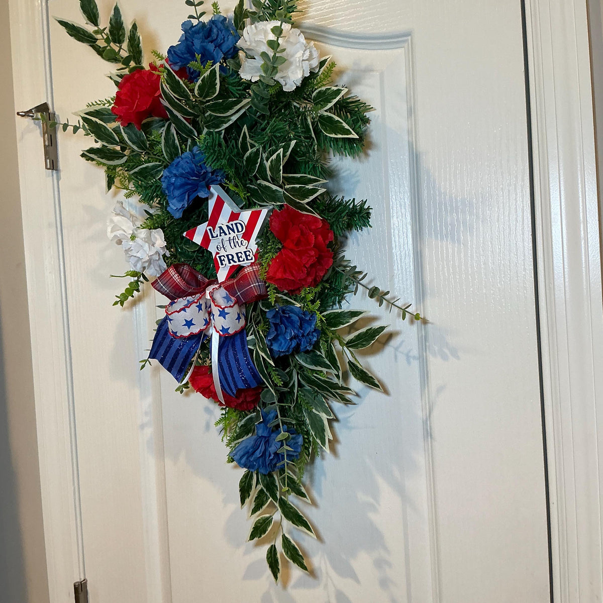 Americana Door Swag, Fourth of July Celebrate Freedom Sign, Royal Blue Glitter, Red White Blue, Memorial Day, Independence Day