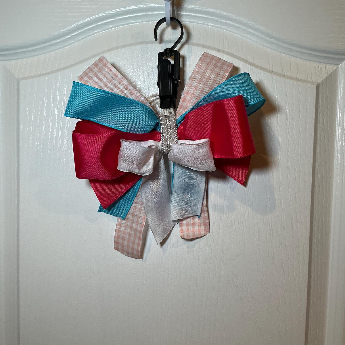 Hot Pink Turquoise Lantern Bow, Summer Birthday Decor, Preppy Girls, Tropical Ribbon Accent