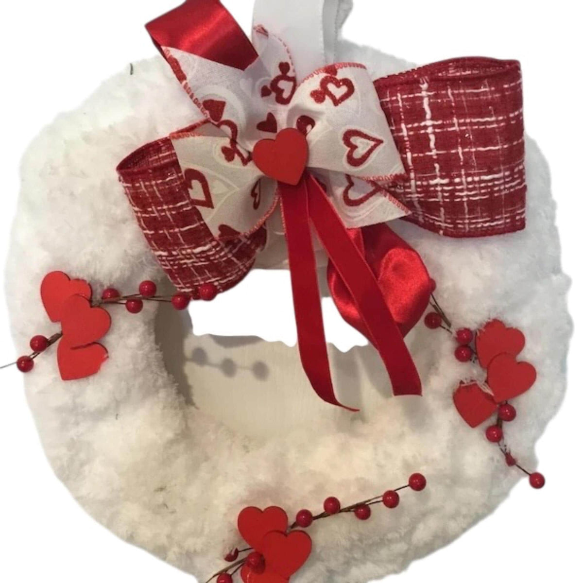 Handmade Valentine Wreath, Red Heart & Berry Decor