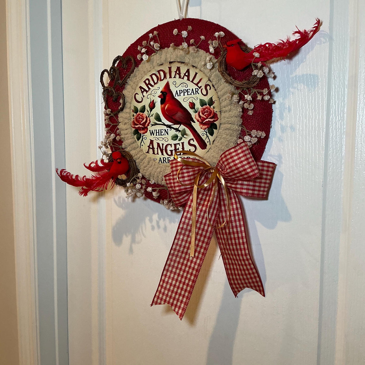 Cardinal Memorial Wreath, Sympathy Faith Gift, Cardinals Appear When Angels Are Near, Front Door Decor.