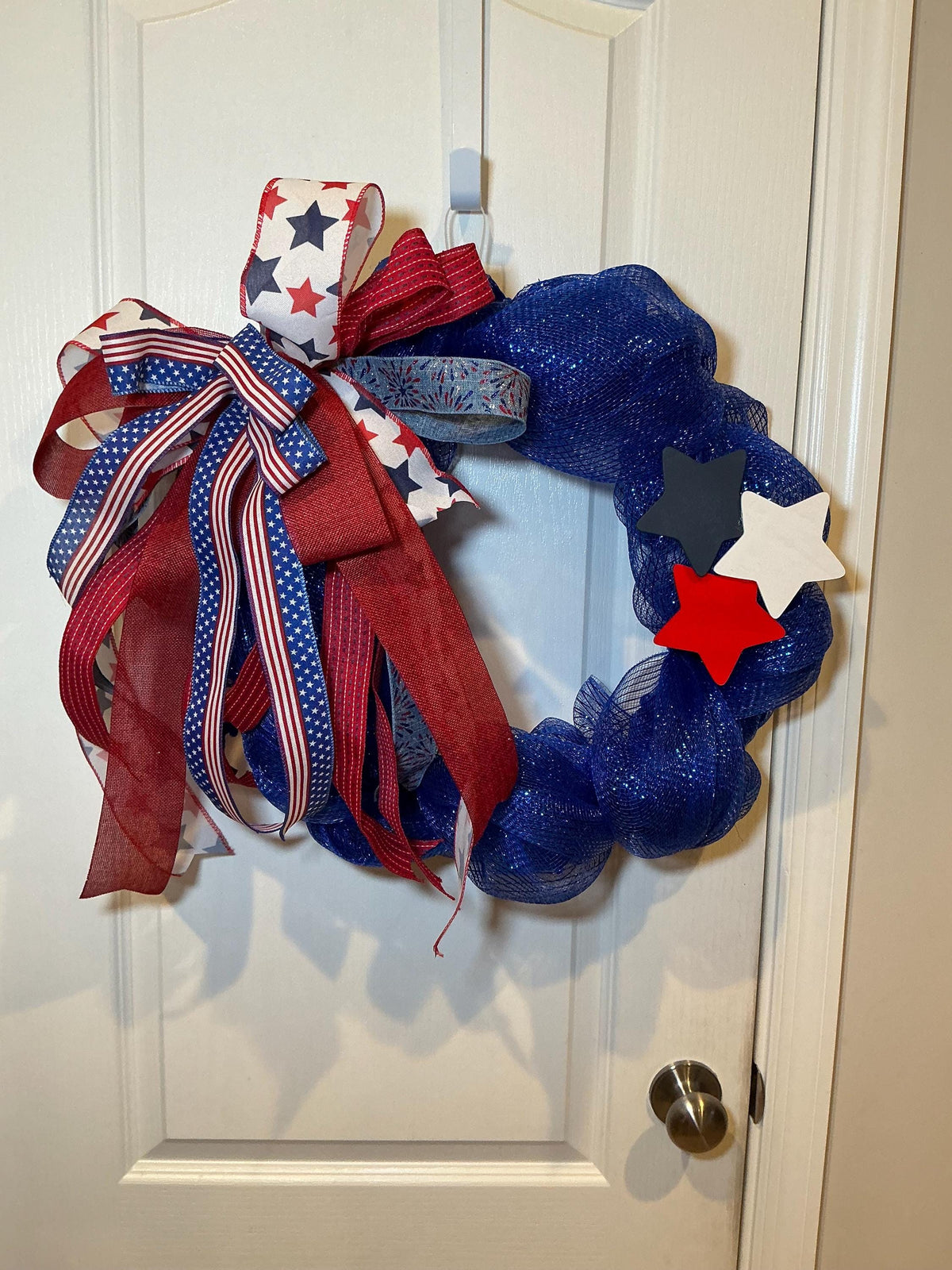 Americana Front Door Wreath, Fourth of July Celebrate Freedom Sign, Red White Blue, Deco Mesh Wreath, Memorial Day, Independence Day