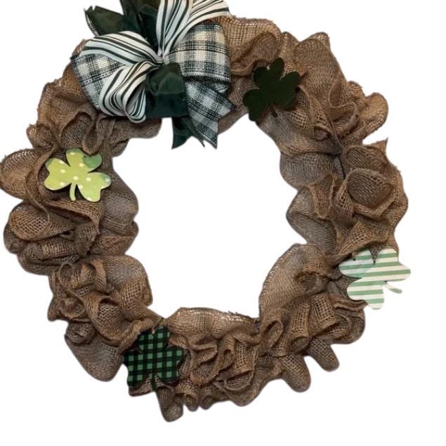 Irish Clover Wreath/ St. Patrick’s Day Front Door Decor/ Handmade Farmhouse Wreath