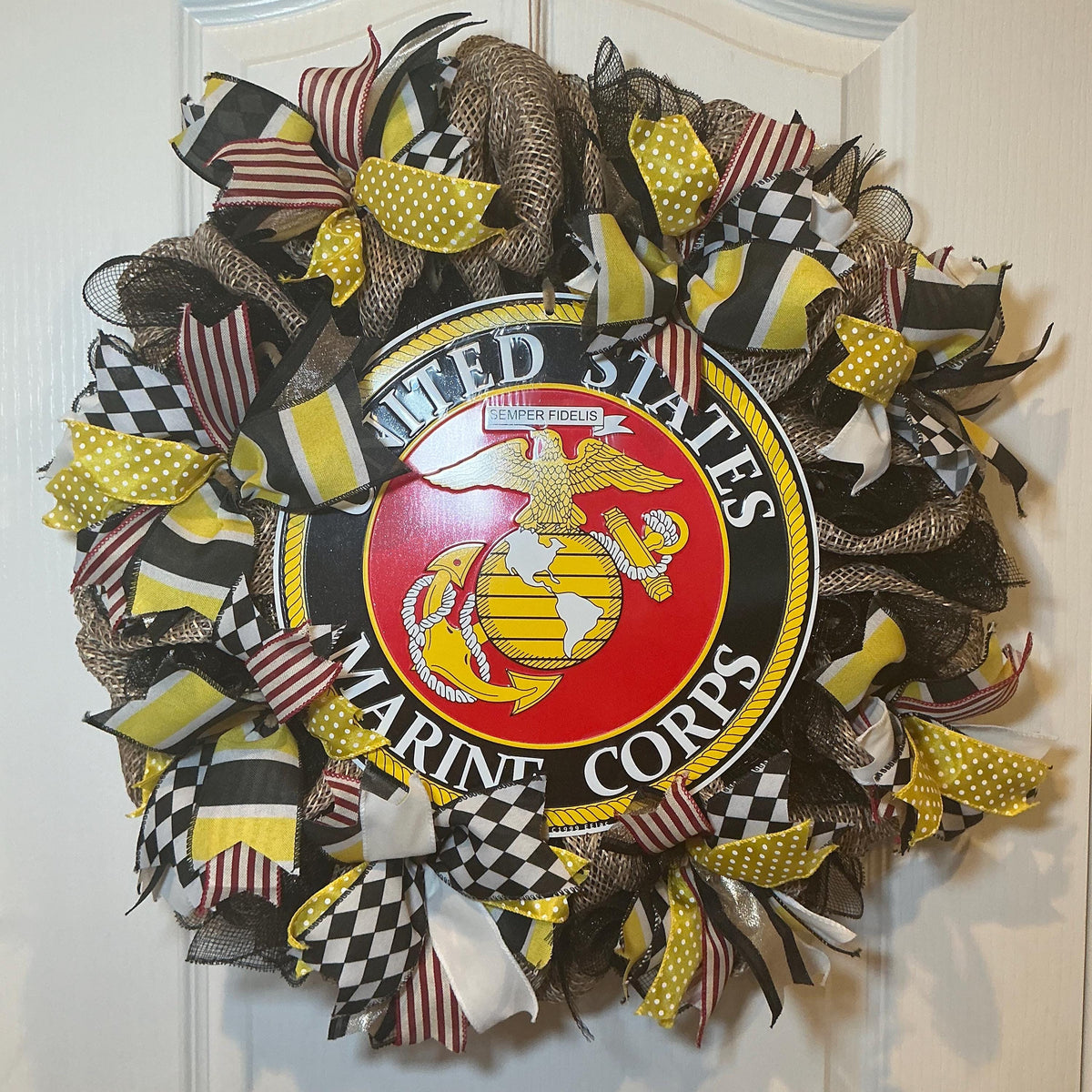 Marine Corps Wreath, USMC Door Decor, Semper Fidelis Gift, Military Man Cave