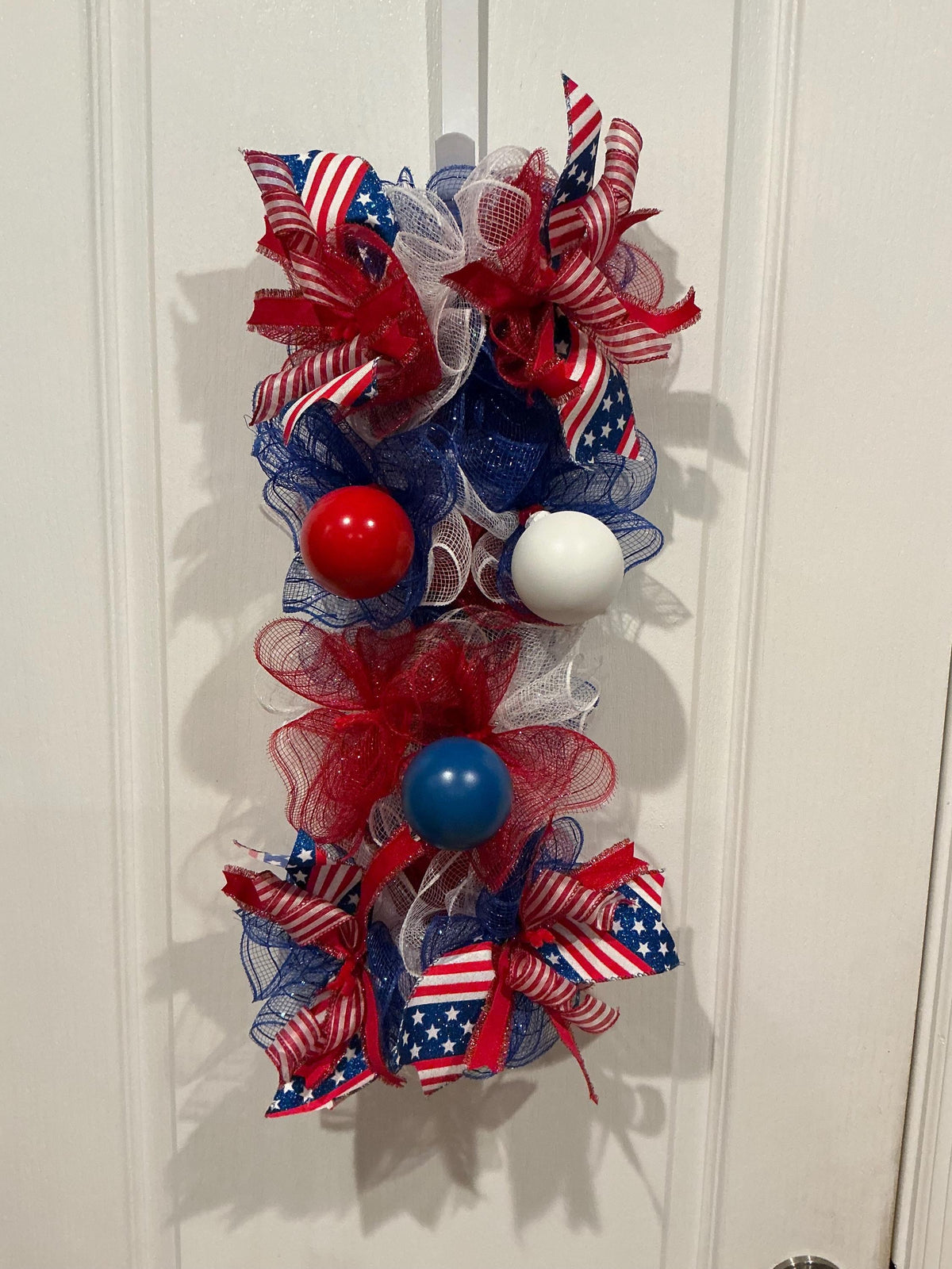 Americana Swag, Land of the Free Floral Door Decor, Red White Blue Mailbox Accent