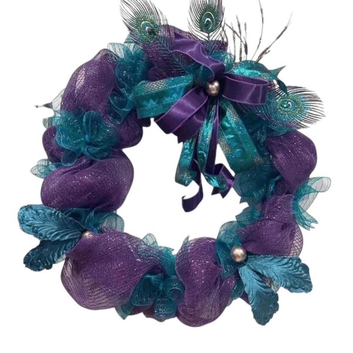 Front Door Wreath, Peacock Feather Wreath, Purple Teal Elegant, Glam  Decor, Feather Door Hanger