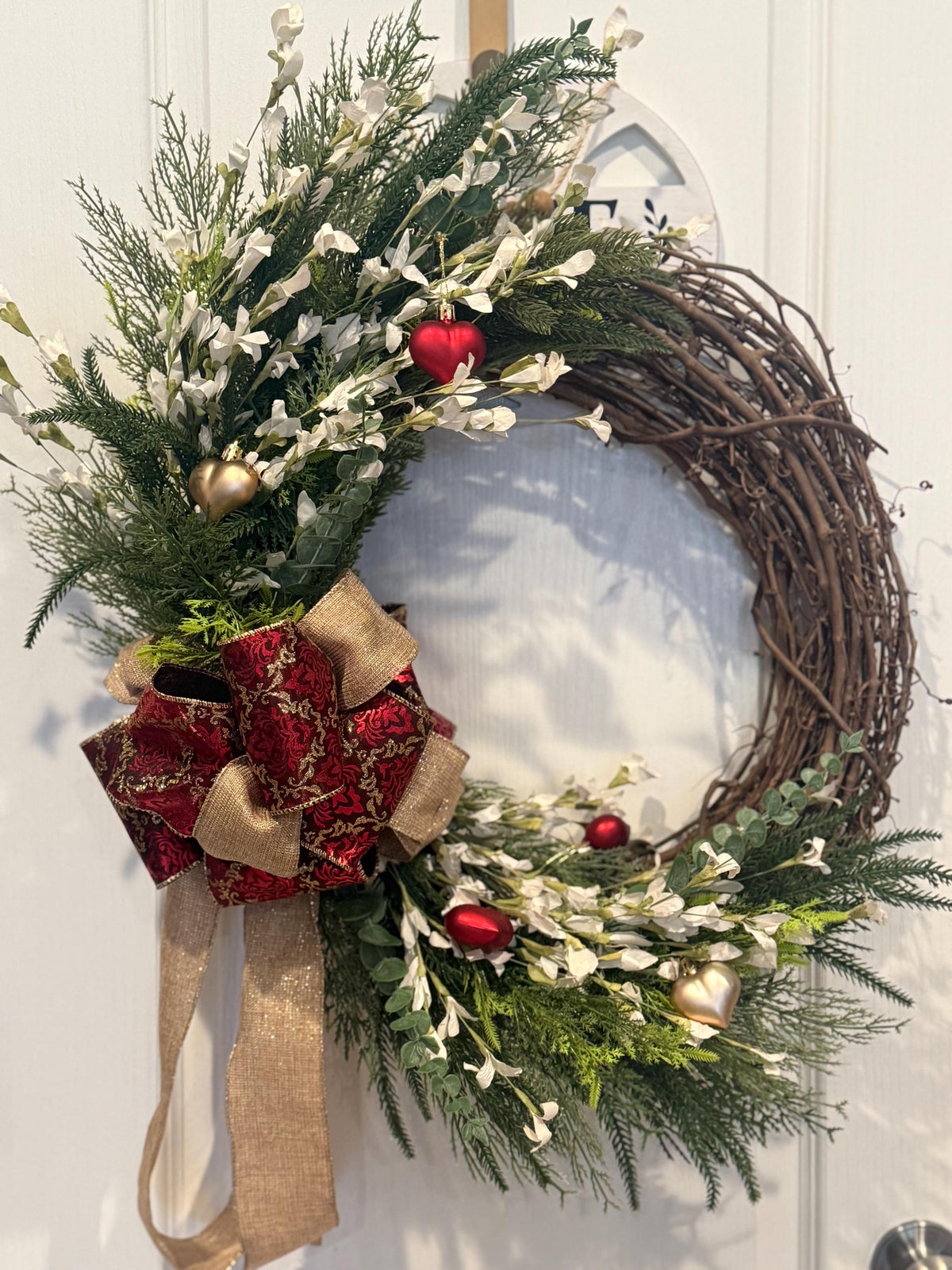 Rustic Heart Valentine's Day Wreath, Handmade Door Decor