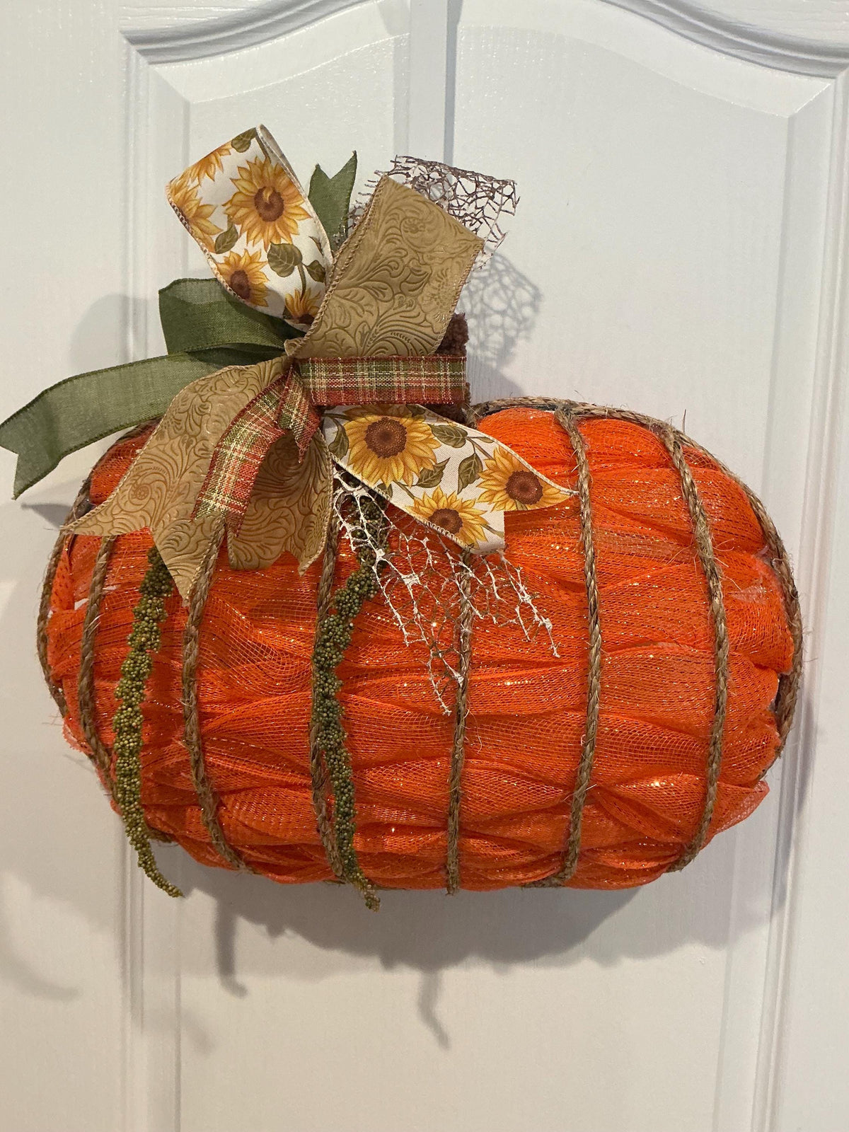 That was pumpkin, reef and pumpkin door hanger, full harvest, door, decor, farmhouse, pumpkin, full front door — actual product photo