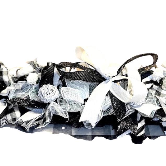 Handcrafted Buffalo Check Swag Centerpiece, Black White Farmhouse Decor — photo 2