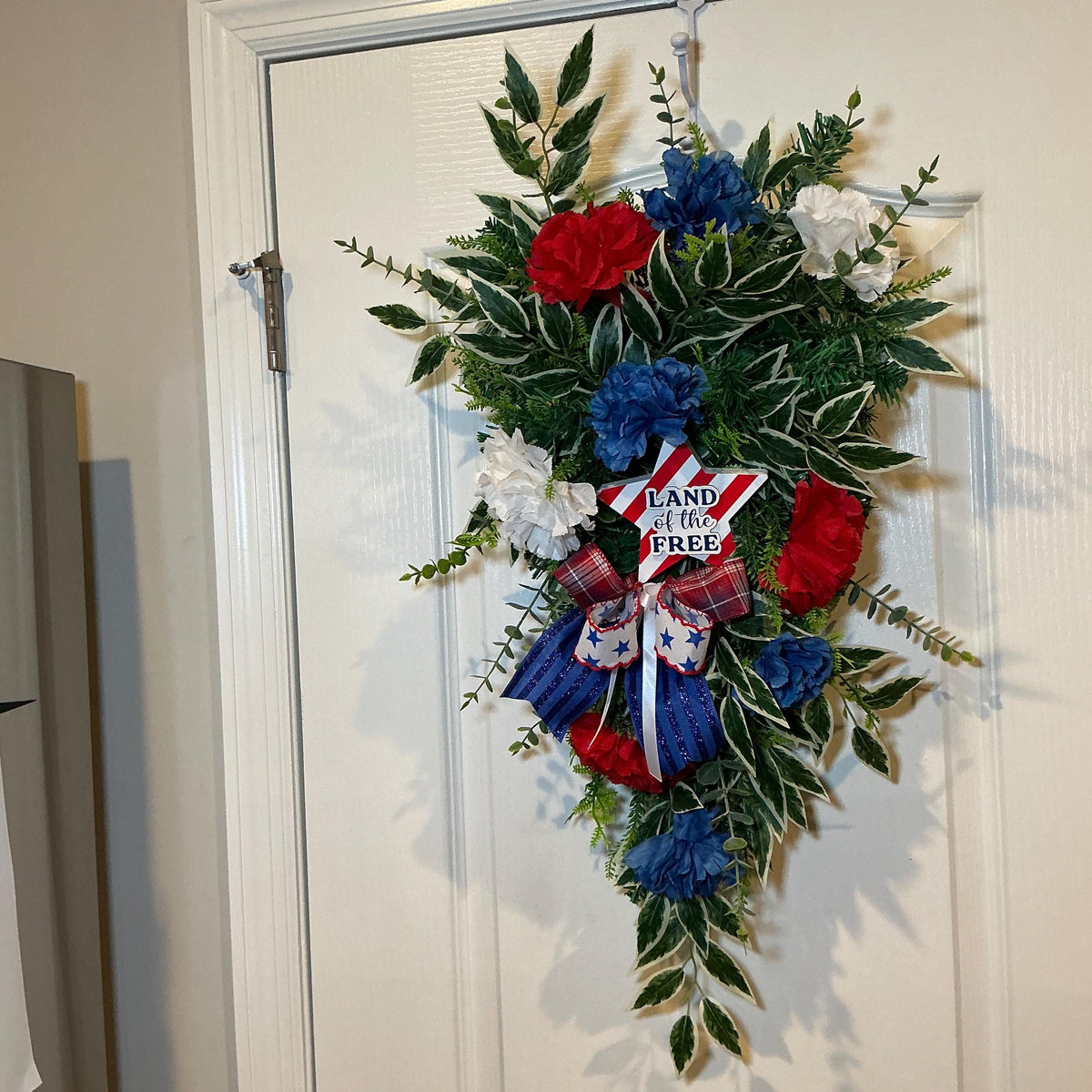 Americana Door Swag, Fourth of July Celebrate Freedom Sign, Royal Blue Glitter, Red White Blue, Memorial Day, Independence Day