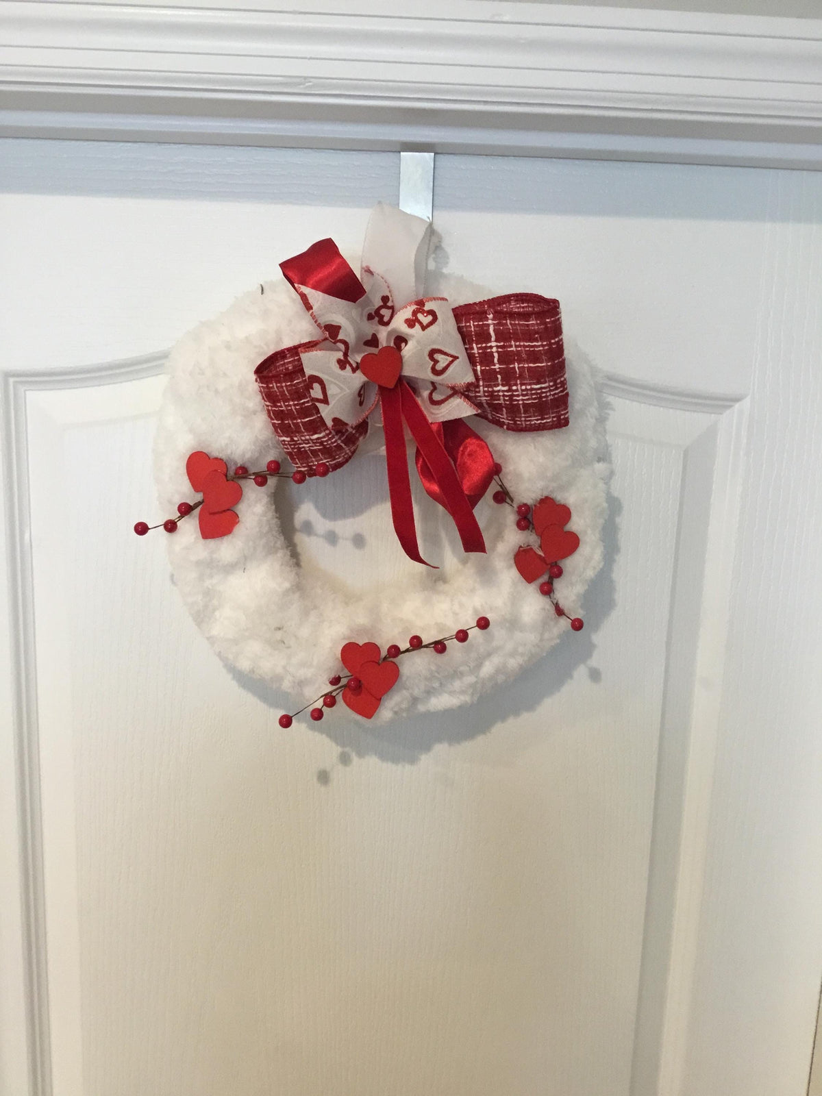 Handmade Valentine Wreath, Red Heart & Berry Decor