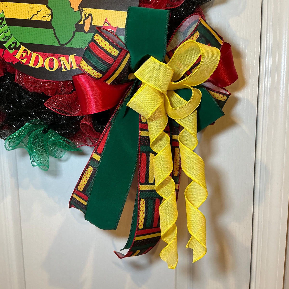 Juneteenth Freedom Day Wreath, Black Red Green Deco Mesh Wreath, Front Door Juneteenth Decor, African American Wreath, Freedom Day Gift