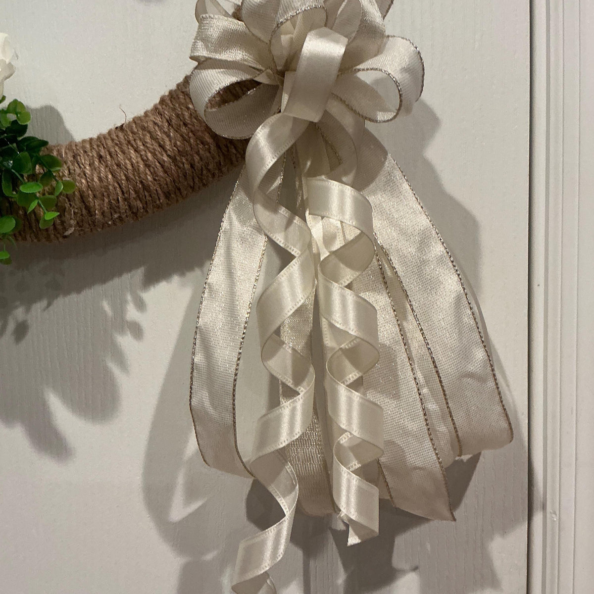 White Peony Wreath, Boxwood Ivory Bow Bridal Decor, Wedding Front Door Multi Purpose Elegance