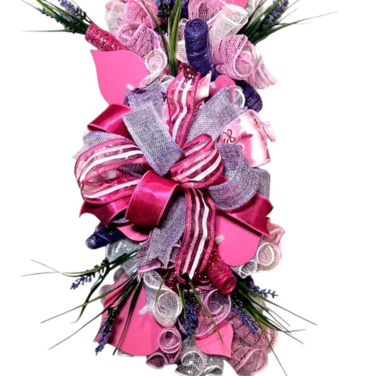 Handmade Pink Purple Front Door Swag, Lavender Floral Decor, 21 Inch Spring Accent