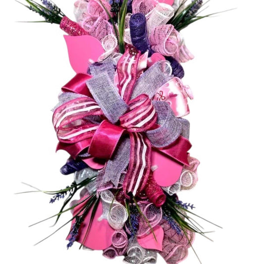 Handmade Pink Purple Front Door Swag, Lavender Floral Decor, 21 Inch Spring Accent